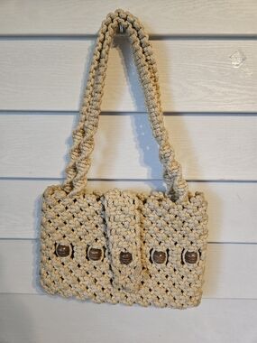 Handcrafted Crochet Shoulder Bag in Natural Cream